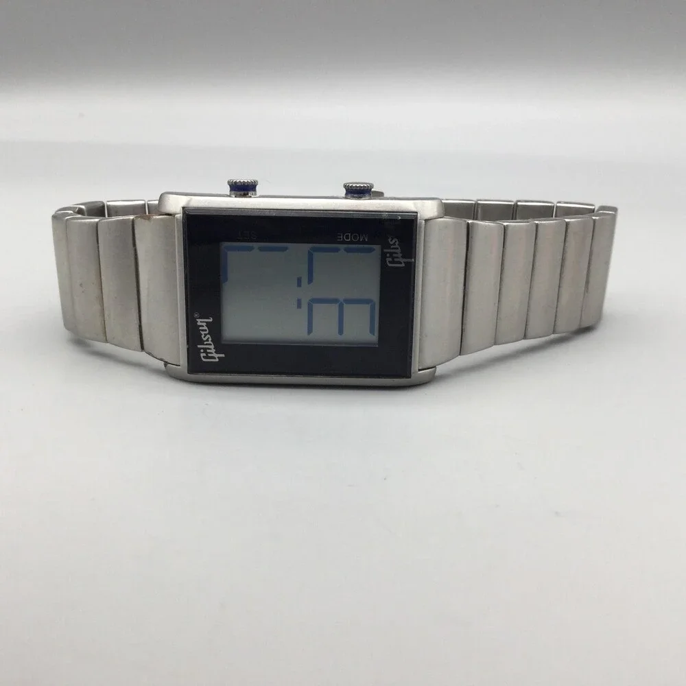 Gibson Digital Unisex Watch 28mm Silver Tone Stainless New Battery 8.25
